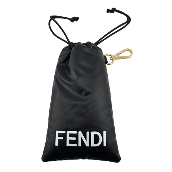 Fendi Accessories - Fendi Black Padded Drawstring Phone Pouch Bag Charm with Gold Hardware